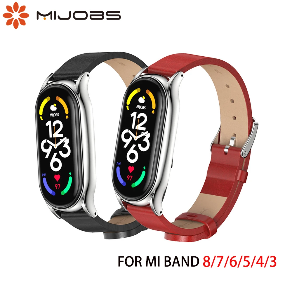 Straps for Mi Band 6 5 4 3 Leather Bracelet on Mi band 4 Correa Mi Band 6 Strap Metal Wristbands Miband4  For Xiaomi Xiomi