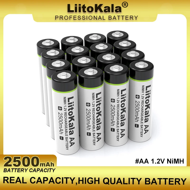 Liitokala 1.2V AA 2500mAh Ni-MH Rechargeable Battery for Temperature Gun Remote Control Mouse Toy Batteries