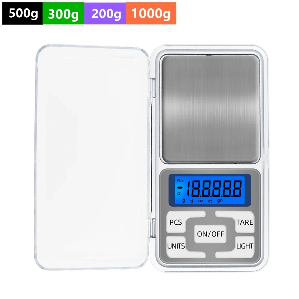 1pcs 100g/200g/300g/500g 0.01g 1000g 0.1g Digital Pocket scale Mini Scales Jewelry Weight Diamond Balance Kitchen Weighing
