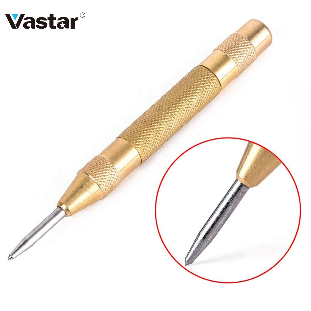 Vastar Automatic Center Punch 5'' Center Pin Spring Loaded Marking Starting Holes Wood Press Dent Marker Woodwork Tool Drill Bit
