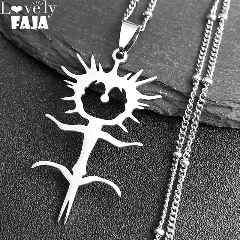Fashion Ghostemane Stainless Steel Charm Necklaces for Women Silver Color Chain Necklaces Jewelry colgantes mujer N4413S03