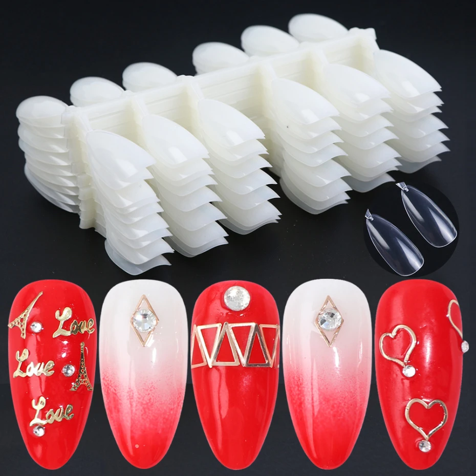 120pcs Full Cover False Nail Tips Oval Palette Natural Transparent Practice Display Press on Nail Fake Manicure Tools LA1030-1