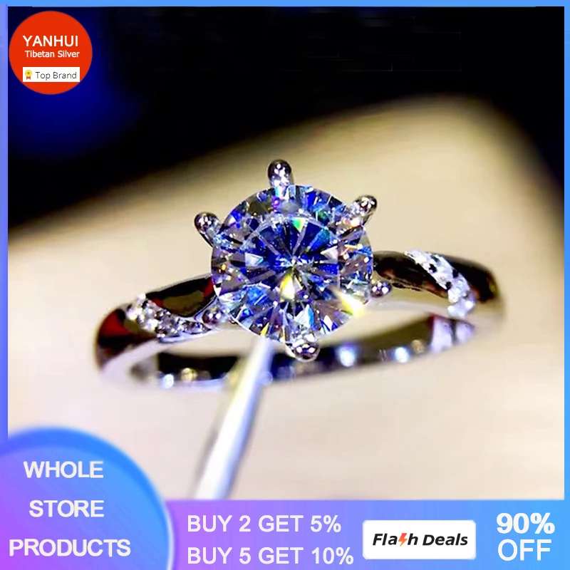 Sale at a loss! With Certificate Silver 925 Jewelry Engagement  Ring for Women Round 1 Carat Lab Diamond Wedding Band Lover Gift