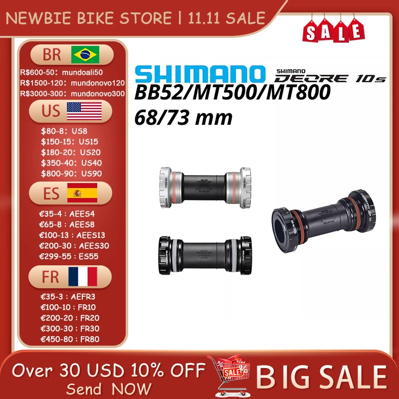 Shimano Deore SM-BB52 MT500 XT MT800 Hollowtech Mountain Bike Bottom Bracket 68 73 MM m4050 m6000 m4100 m7000 m8000 Chainwheel