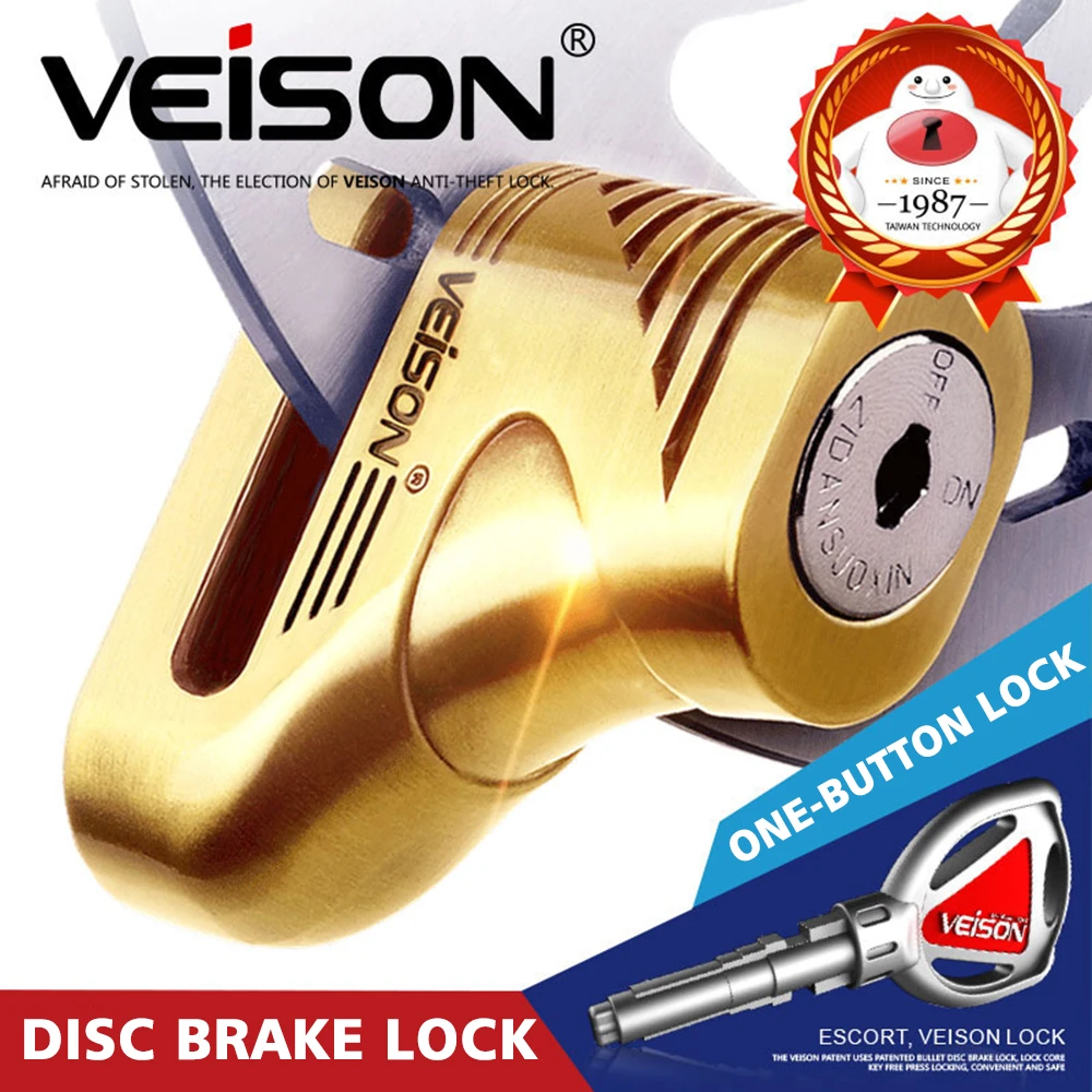 VEISON Motorcycle Brake Safety Disc Lock Motorbike Bicycle Scooter Theft Pretection for Honda Suzuki Yamaha Kawasaki Vespa KTM