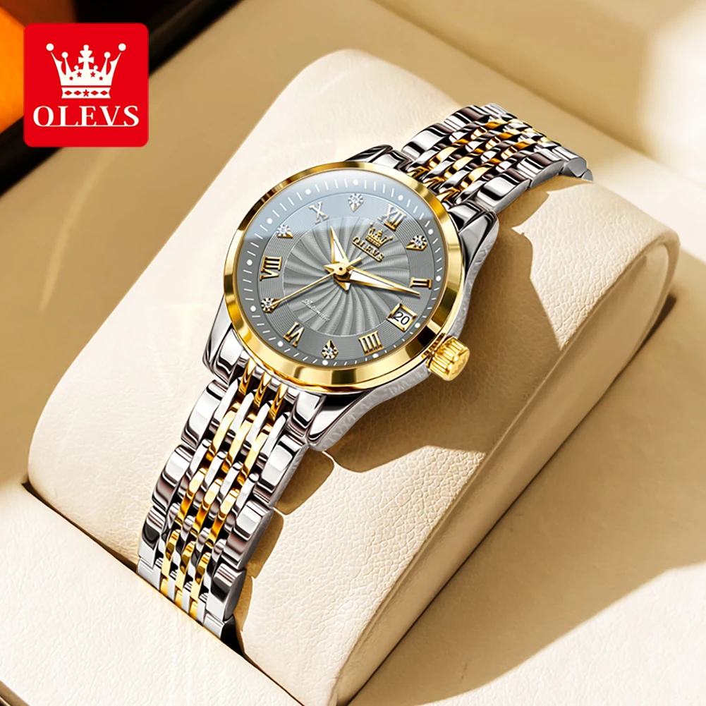 OLEVS Luxury Brand Women Automatic Mechanical Watches Steel Watch Band Watch Waterproof Simple Watch For Women Gift for Women