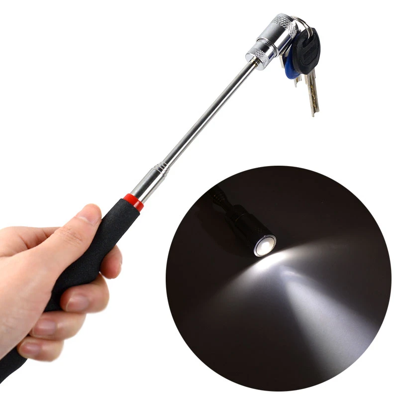 19-69CM Strong Magnetic Pick Up Stick Telescopic Extension Suction Rod Magnet Pen for Metal Picker Gap Cleaning LED Pick Up Tool