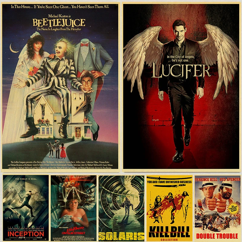 Vintage Classic Movie Lucifer/Kill Bill/Pulp Fiction Retro Posters Kraft Paper Prints Home Room Decor Art Wall Stickers