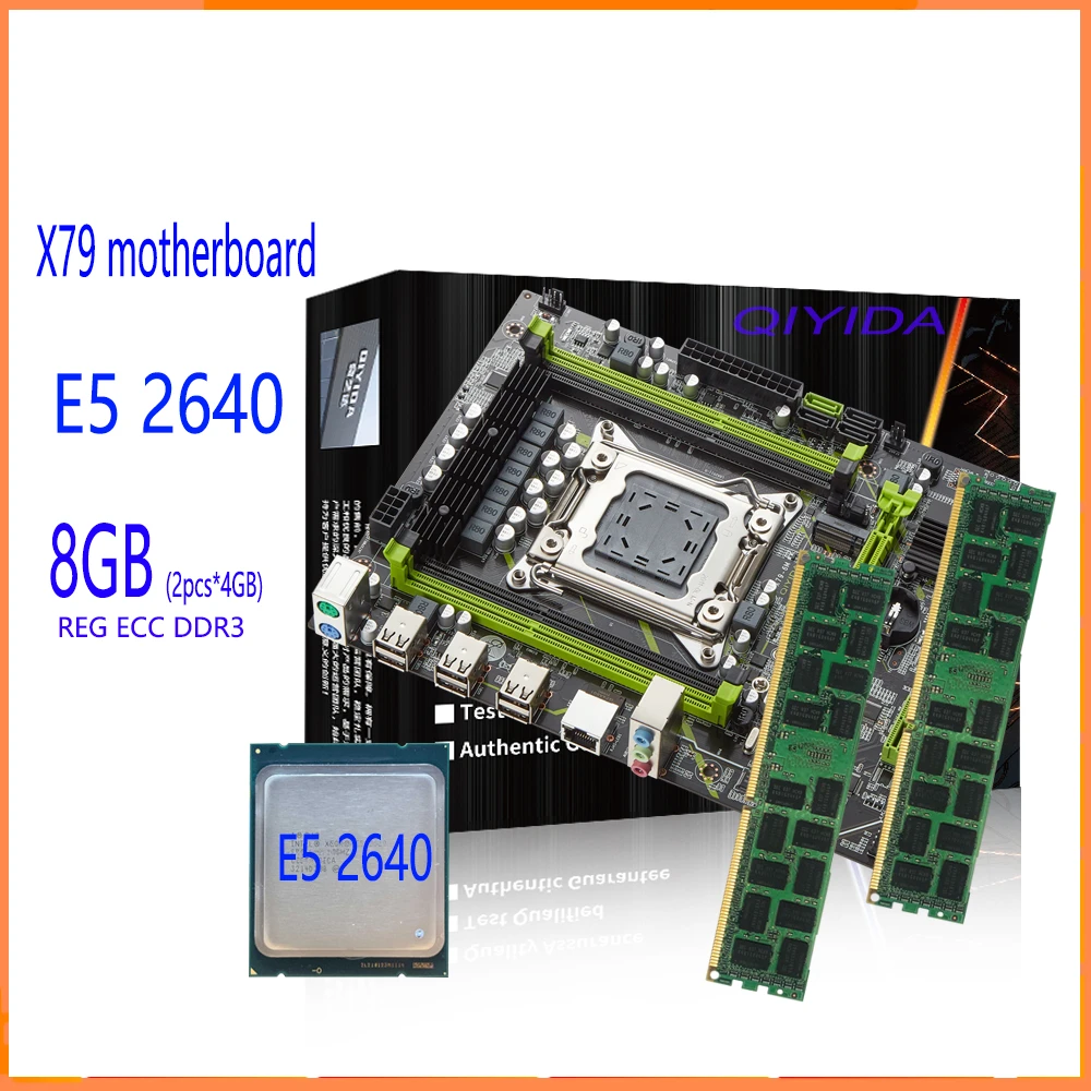 X79 chipset motherboard combo kit set Xeon E5 2640 LGA 2011 2Pcs x 4GB= 8GB 1333 DDR3 10600 ECC REG memory