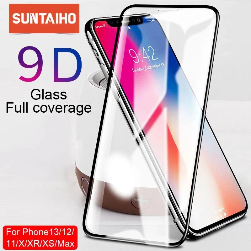 Suntaiho 10D protective glass for iPhone X XS 6 6S 7 8 plus glass screen protector for iPhone 13 12 ProMAX 11 XR protector glass