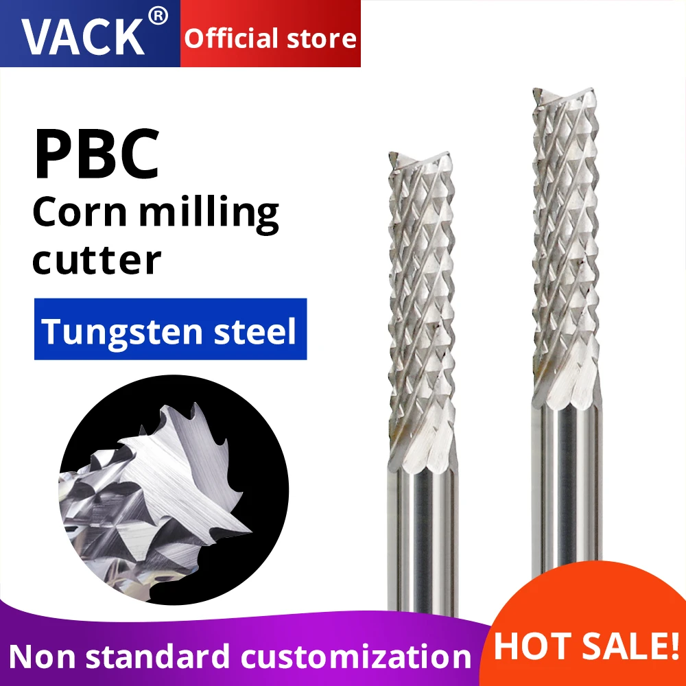 VACK Carbide Tungsten Corn Cutter 3.175mm 4mm 6mm 8mm PCB milling bits end mill CNC router bits for wood Engraving machine