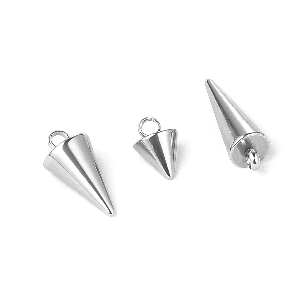 Semitree 10pcs Stainless Steel Circular Cone Charms for DIY Jewelry Making Necklace Pendant Findings Handmade Accessories