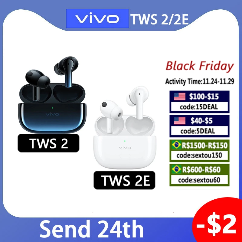 ViVO TWS 2 2E Bluetooth QCC TWS Neo Earphone Earbuds 14.2mm IP54 Wireless bluetooth headset X50 X30 Pro iqoo Nex 3 U3x Z5x V17