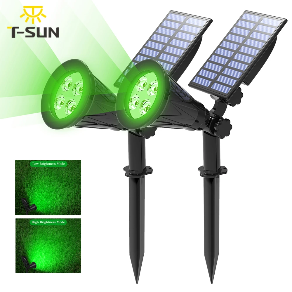 T-SUN 1/2/4 Packs Green Led Solar Lights Solar Spotlight Waterproof Solar Wall Light  Solar Garden Light Solar Lamp Outdoot