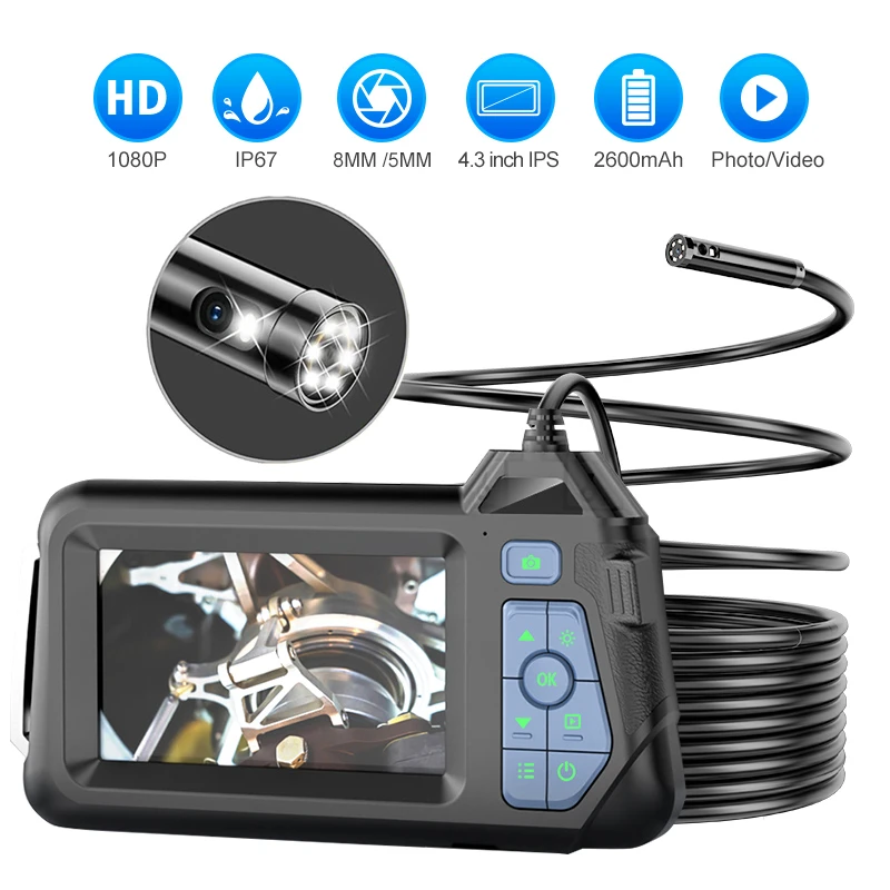 1080P 5.5mm Single & Dual Lens Endoscope Camera with 4.3 