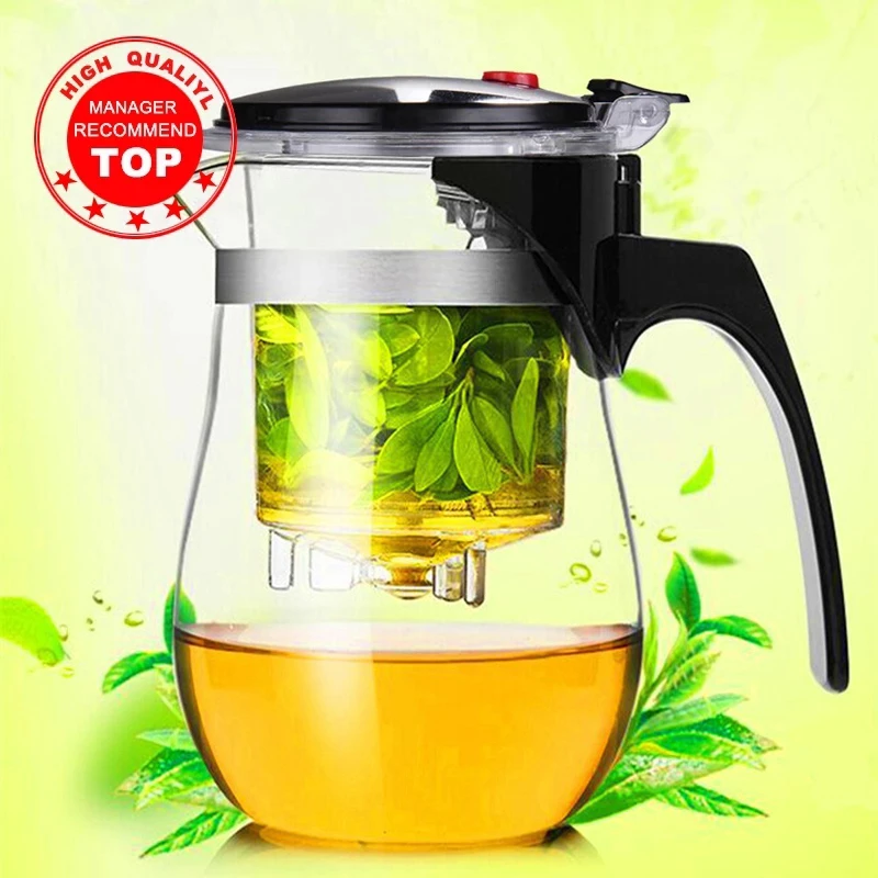 High quality  Heat Resistant Glass Teapot Chinese kung fu Tea Set Puer Kettle Coffee Glass Maker Convenient Office Tea Pot