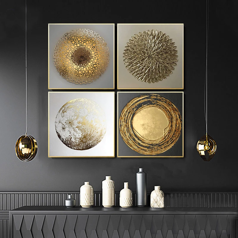 Abstract Gold Luxury Posters Nordic Canvas Art Painting Home Decor Wall Art Retro Print Living Room Vintage Minimalist Picture