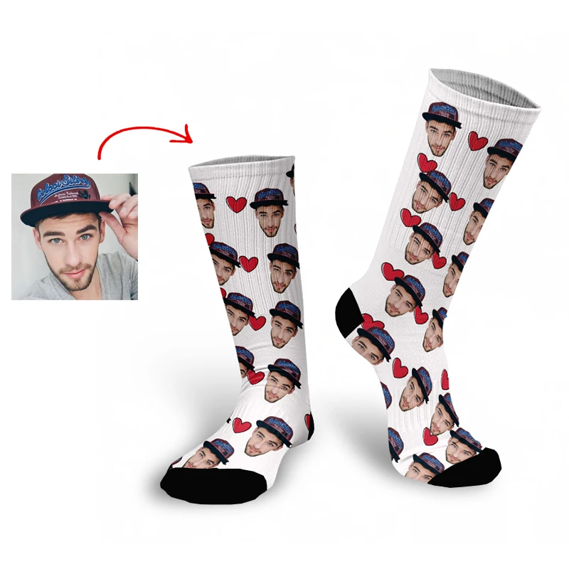 Personal Customized Avatar Printed Socks for Men Women Fashion Funny Cotton Long Socks for Children DIY Design Compression Socks