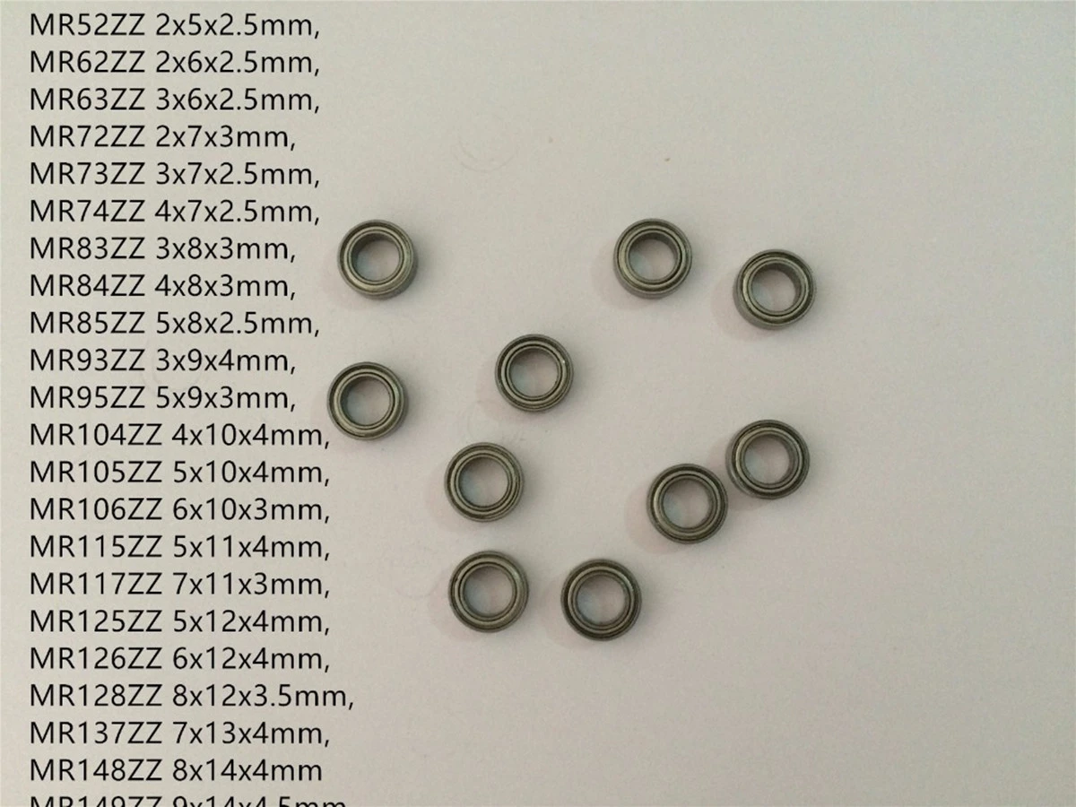 10pcs MR Series MR52ZZ To MR149ZZ Miniature Model Bearing Metal Shielded Ball Bearings