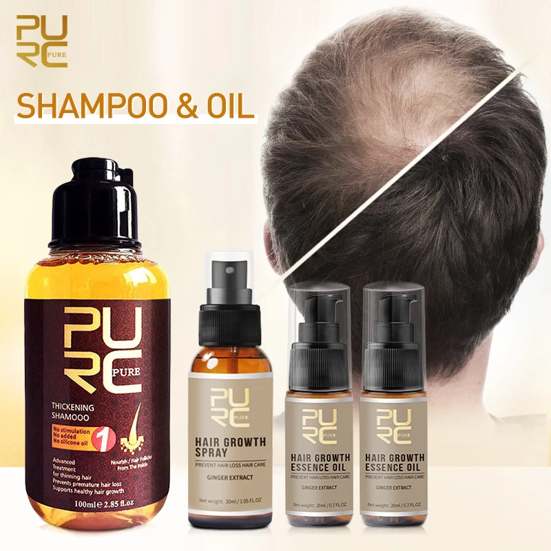 PURC Thickening Hair Shampoo Care Fast Grow Hair Essence Oil Anti Hair Loss Spray For Hair Growth Scalp Treatments Products