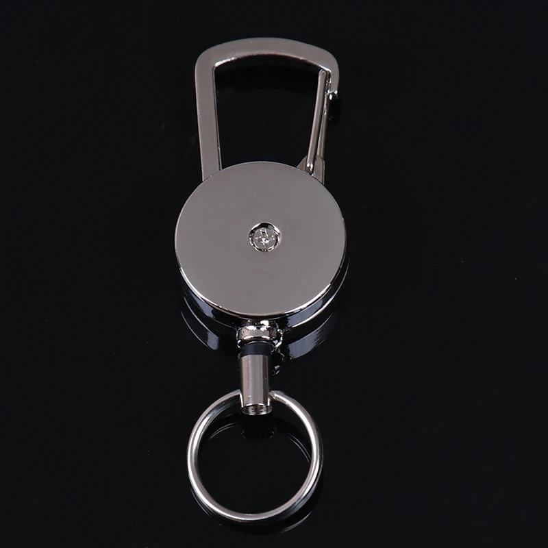 1pcs Retractable Pull Key Ring Chain Belt Clip with Carabiner Reel Card Badge Holder Recoil Extends To 50cm