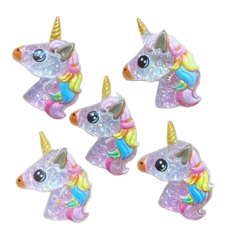 10pcs Unique Cute Unicorn head Flat Back Figurine DIY Wedding Scrapbook Decor Home Craft C01