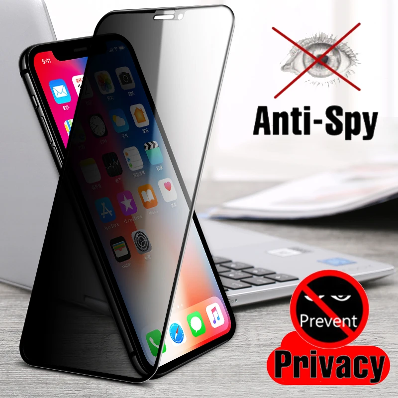 Full Cover Anti Spy Screen Protector For iPhone 12 Pro X XR XS Max Privacy Glass For iPhone 11 Pro 7 8 6 6S Plus Tempered Glass