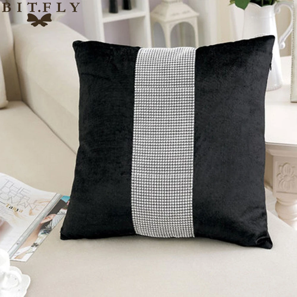BIT.FLY 1pc 45*45cm Flannel Cushion Cover For Sofa Home Decoration Square Diamond Pillow Case  Flannel Home Textile Supplies