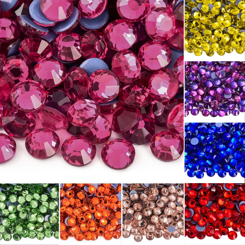 41Colors 5 Sizes High Quality Crystal AB Hot Fix Rhinestones Glass Strass Iron On White Hotfix Rhinestone For DIY Clothes B0890