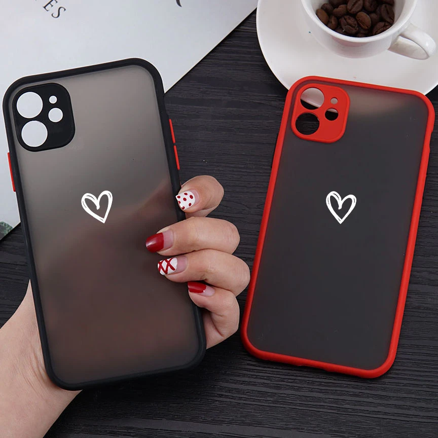 JAMULAR Fashion Silicone Phone Case Cover For iPhone 11 Pro 12 7 XR XS MAX X 8 SE2020 6 Plus Latte Love Coffee Heart Hard Fundas