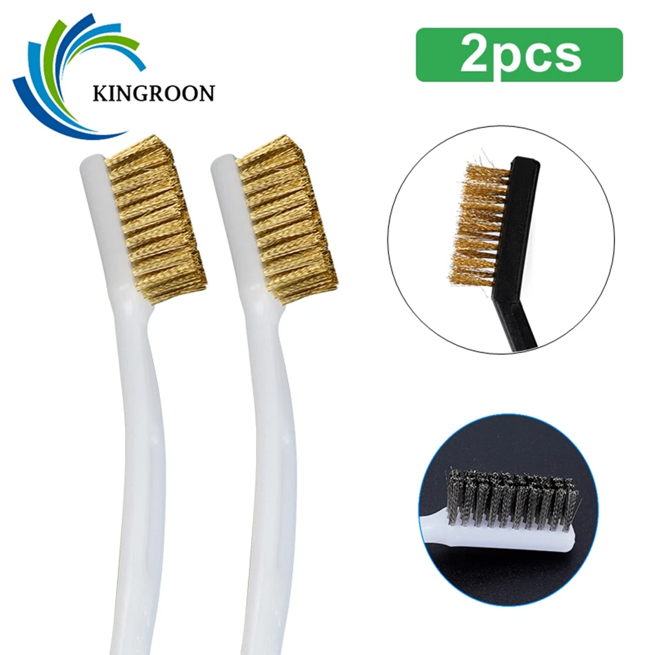 2pcs 3D Printer Cleaner Tool Copper Wire Toothbrush Copper Brush Handle For Nozzle Heater Block Hotend Cleaning Hot Bed Parts