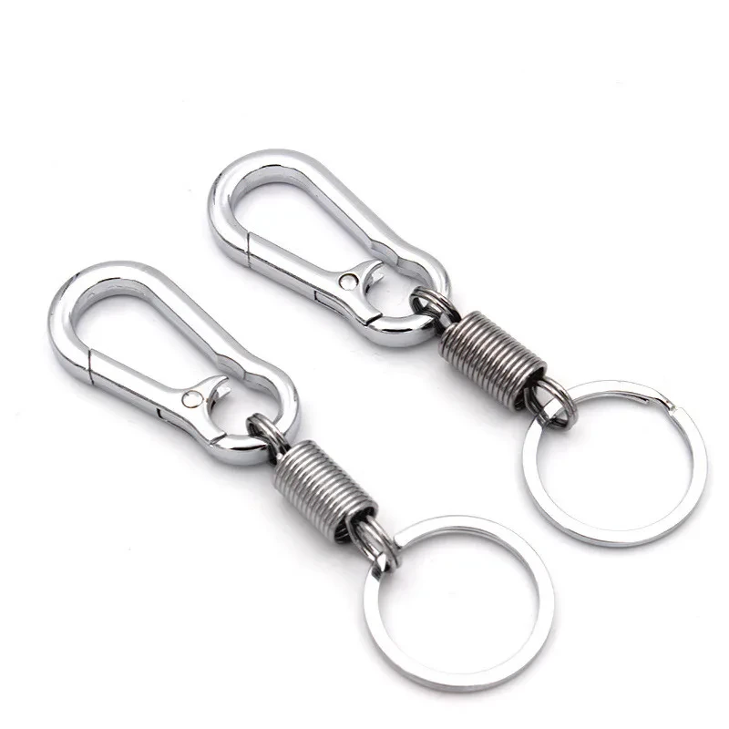 Car Keychain Simple Strong Carabiner Shape Keychain Climbing Hook Key Chain Rings Stainless Steel Man Gift Auto Interior