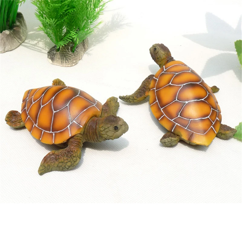 Stylish Aquarium Ornament Polyresin Turtle Tortoise Artificial Fish Tank Turtle Decoration Supply 1pcs