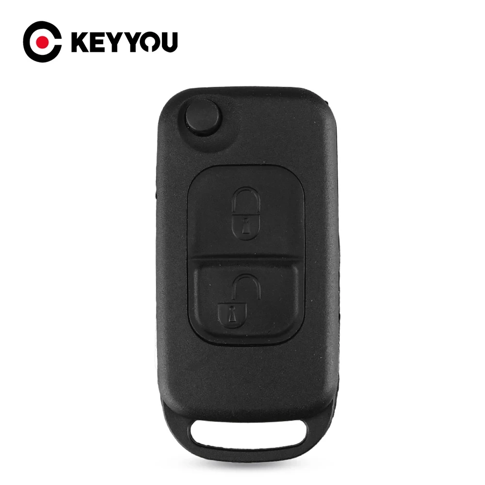 KEYYOU Flip Folding car Shell Remote Key Fob Case 2 Button For Mercedes Benz SLK E113 A C E S W168 W202 W203 Free Shipping