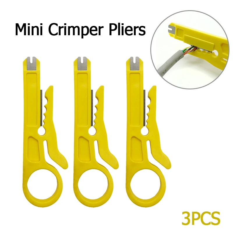 3pcs Mini Crimper Pliers Portable Wire Stripper Knife Cable Stripping Wire Cutter Tools Cut Line Pocket Multitool Crimping Tool