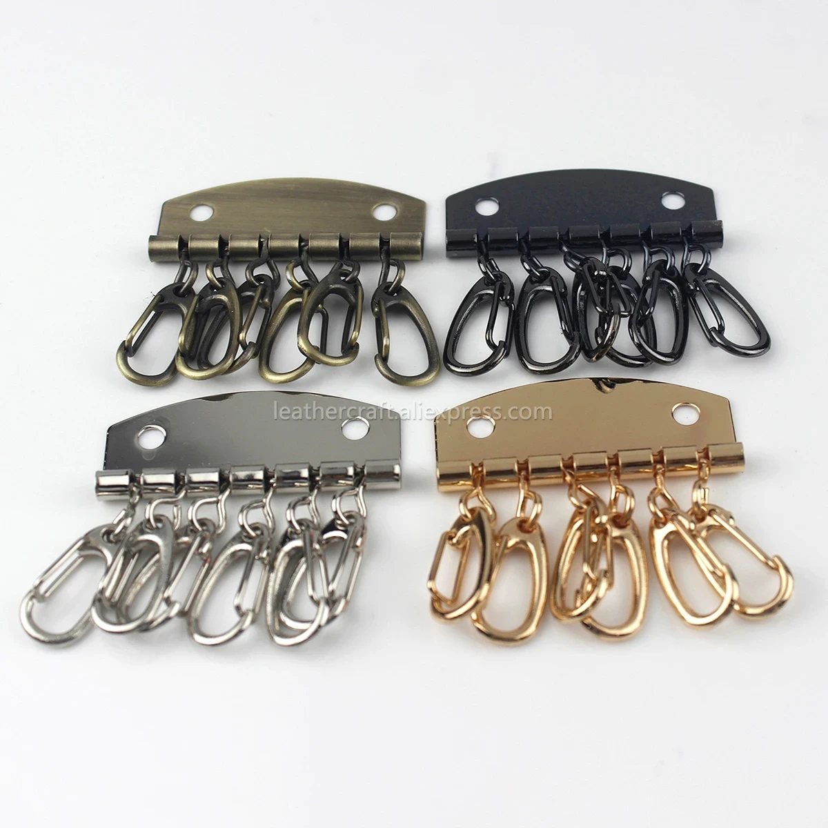 1 x Metal key holder key row keyring organnizer with 6 snap hook for Leather craft wallet key case purse bag hardware