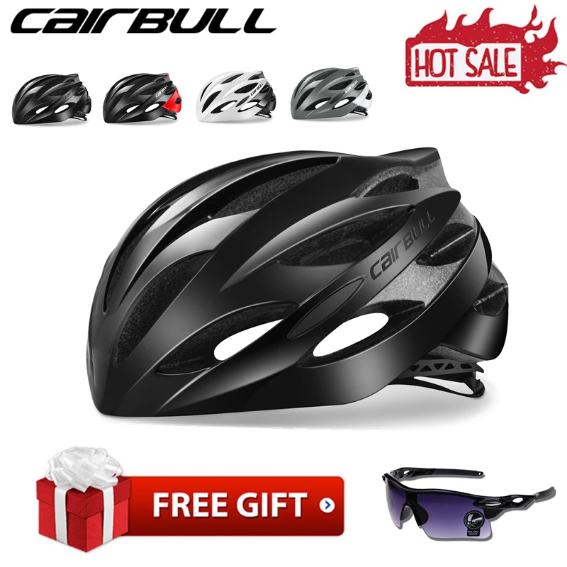 CAIRBULL Ultralight Racing Cycling Helmet with Sunglasses Intergrally-Molded MTB Bicycle Helmet Mountain Road Bike Helmet