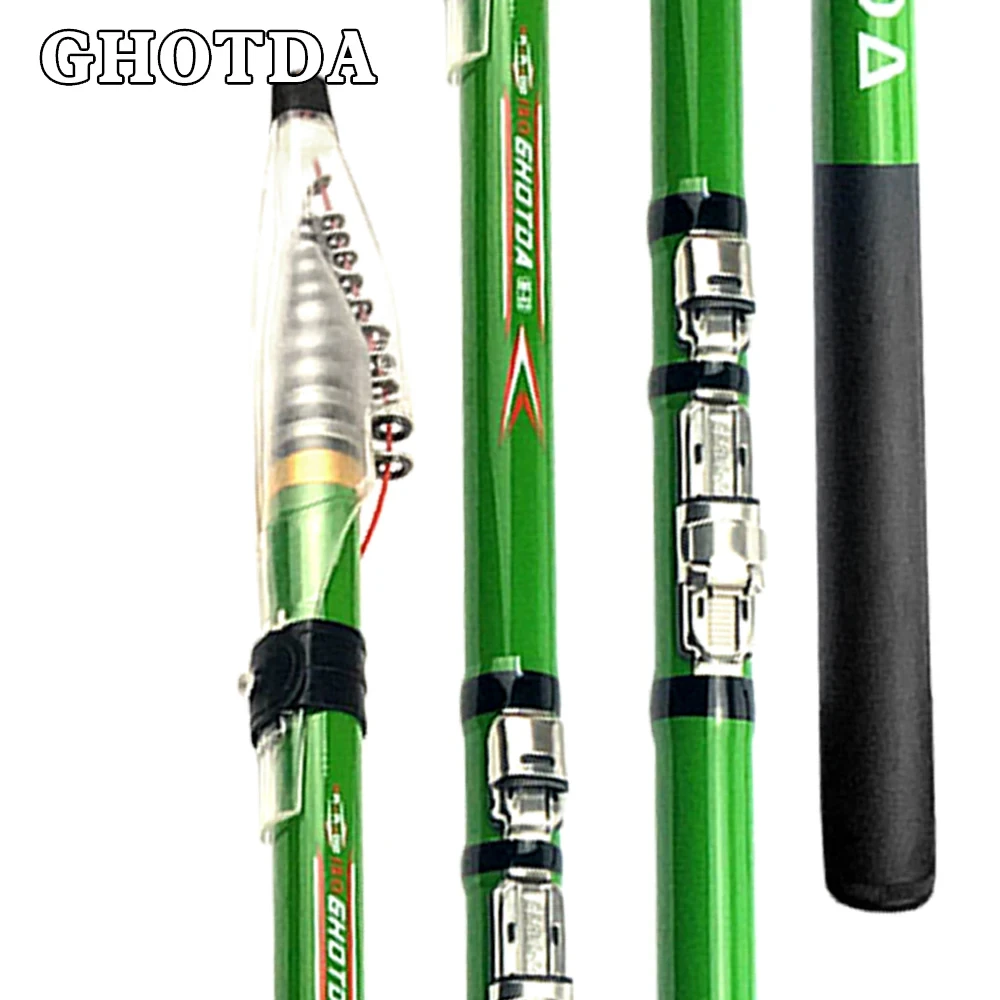 GHOTDA Spinning Fishing Rod Hard Telescopic Carbon Fiber Travel pole 2.7M 3.6M 4.5M 5.4M 6.3M