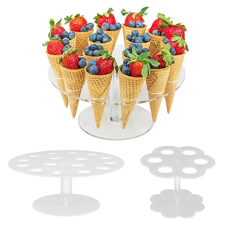 6/16 Holes Acrylic Transparent Ice Cream Stand Cake Cone Stand Holder Wedding Buffet Food Display Stand  Baking Kitchen Tools