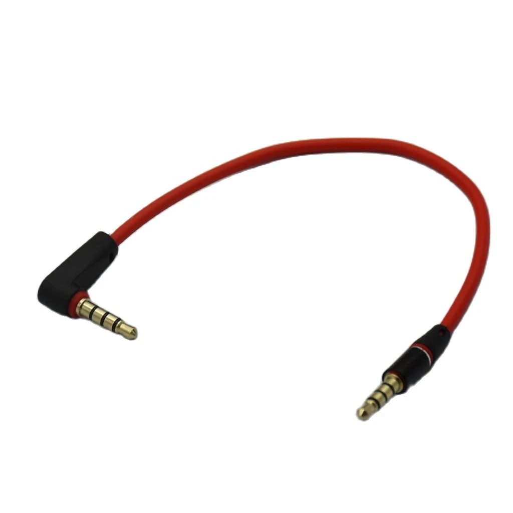 90 Degree Angled Short 4 pole 3.5mm to 3.5mm Audio Cable Plug jack 3.5 male to male Car Sound Wire headphone for phones 20/120cm