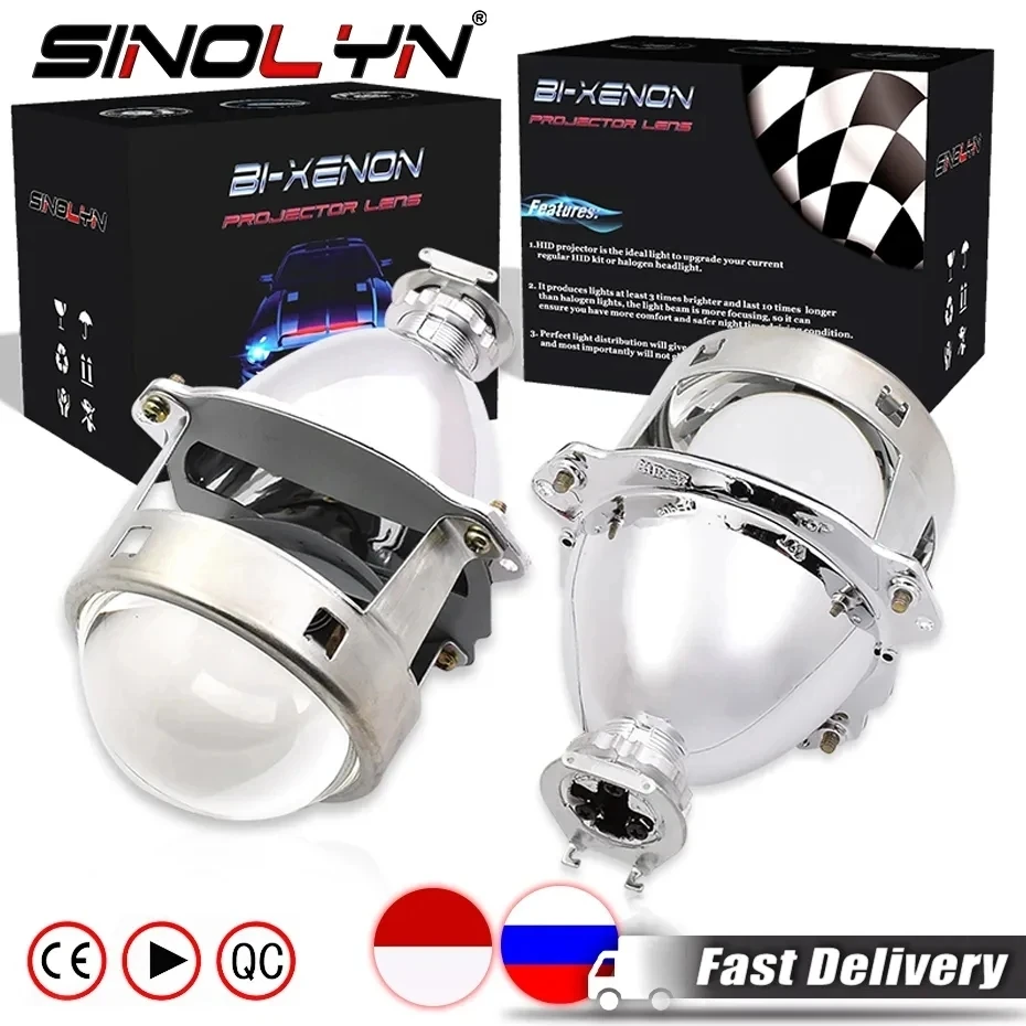 Sinolyn Projector Lenses Bi-xenon 3.0 Inch Lens For H7 H4 Headlight Metal Super HID Car Light Lens Headlamp Tuning Car Products