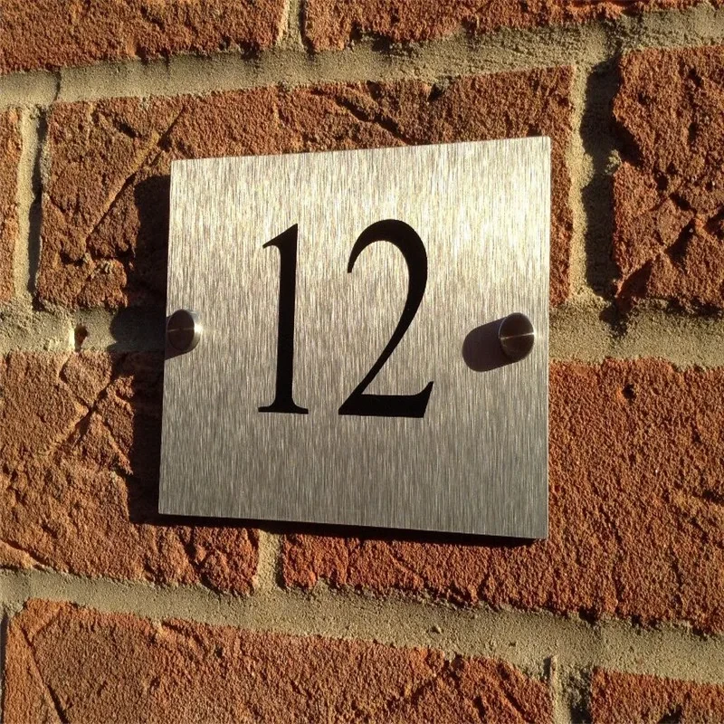Modern house number house number outdoor silver platter house plaque brushed aluminum composite material