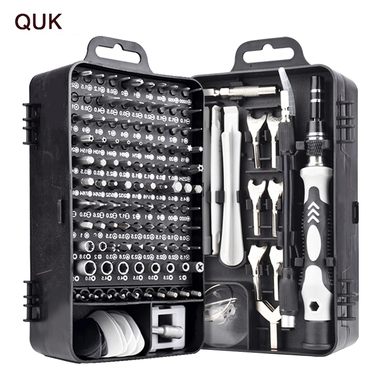 QUK Precision Screwdriver 135 In 1 Set Magnetic Mini Screw Nuts Bits Phillips Hex Torx Multifunction Household Repair Tools Kit