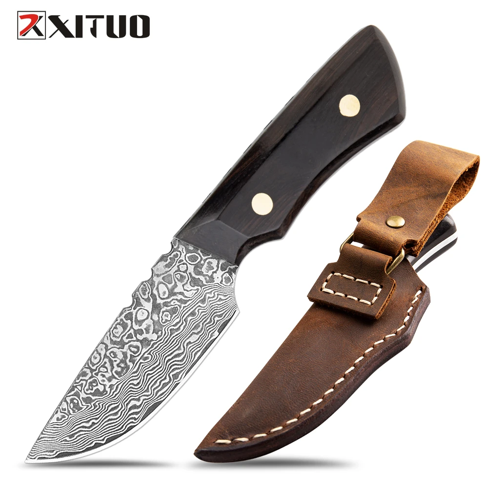 XITUO Handmade DIY Knife Blank Damascus Steel knife Sharp Blade Outoodr Survival Pocket Knife For Hunting Camping Outdoor Tools