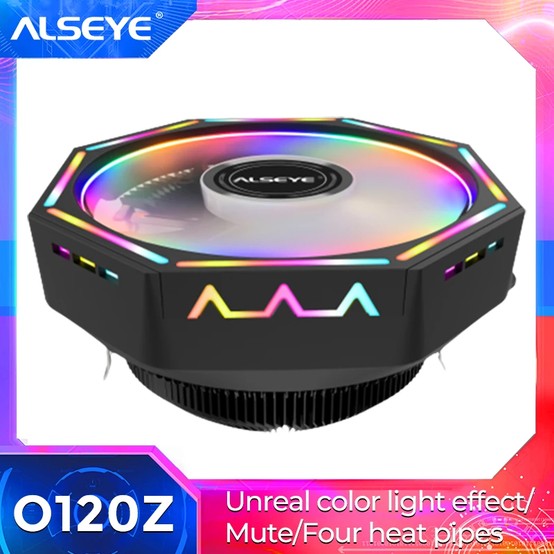 ALSEYE O120z CPU Cooler 4pin PWM RGB Cooling Fan Quiet  Radiator  For Intel 775/115X/ AM2 AM3 AM3