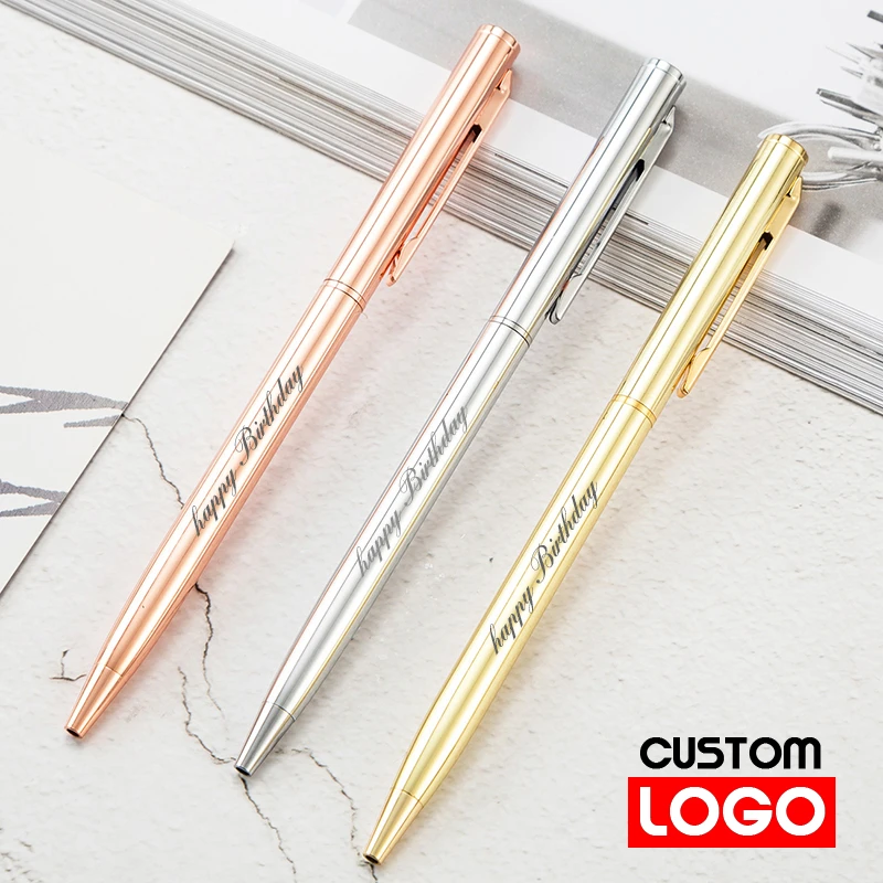 New Metal Ballpoint Pen Rose Gold Pen Custom Logo Advertising Ballpoint Pen  Lettering Engraved Name Advertising Pen