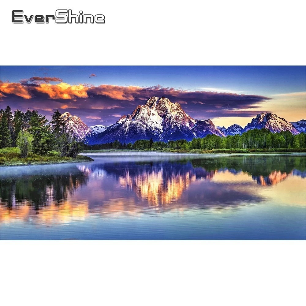 EverShine Diamond Embroidery Nature Scenery Large DIY Diamond Painting With Square Rhinestones Mountain Mosaic Diamonds Art Kits