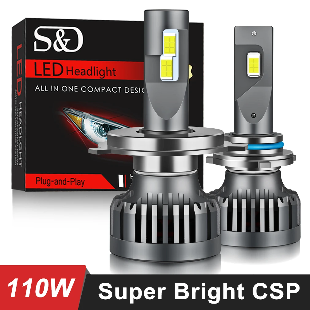 Super Bright 20000LM Car Headlights H7 LED Canbus H4 LED H1 H8 H11 H3 HB3 9005 HB4 9006 LED Auto Lights Bulb 110W Lamp 6500K