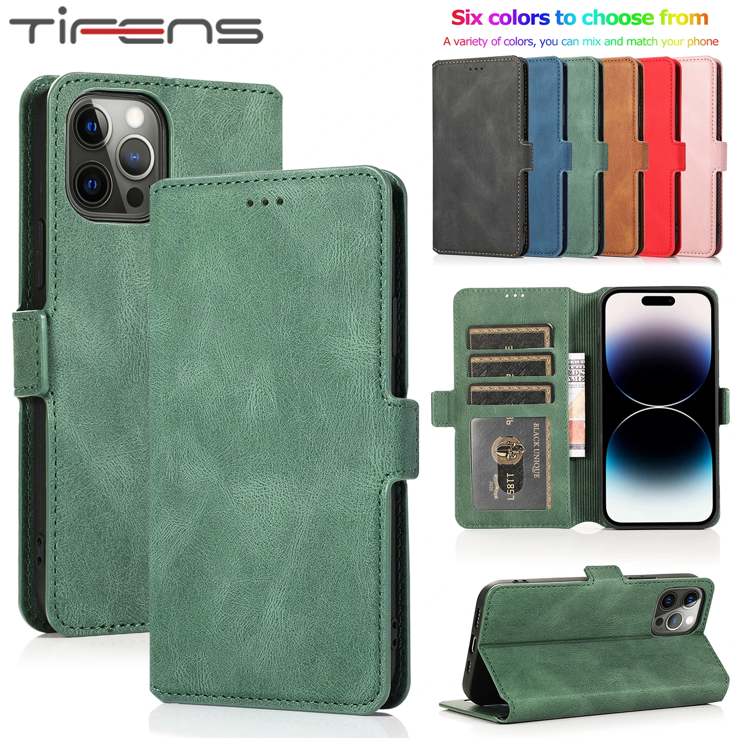 Leather Flip Wallet Case For iPhone 12 13 Mini 11 Pro XS MAX X XR 8 7 6s 6 Plus 5 5s SE 2020 Card Stand Slot Phone Cover Coque