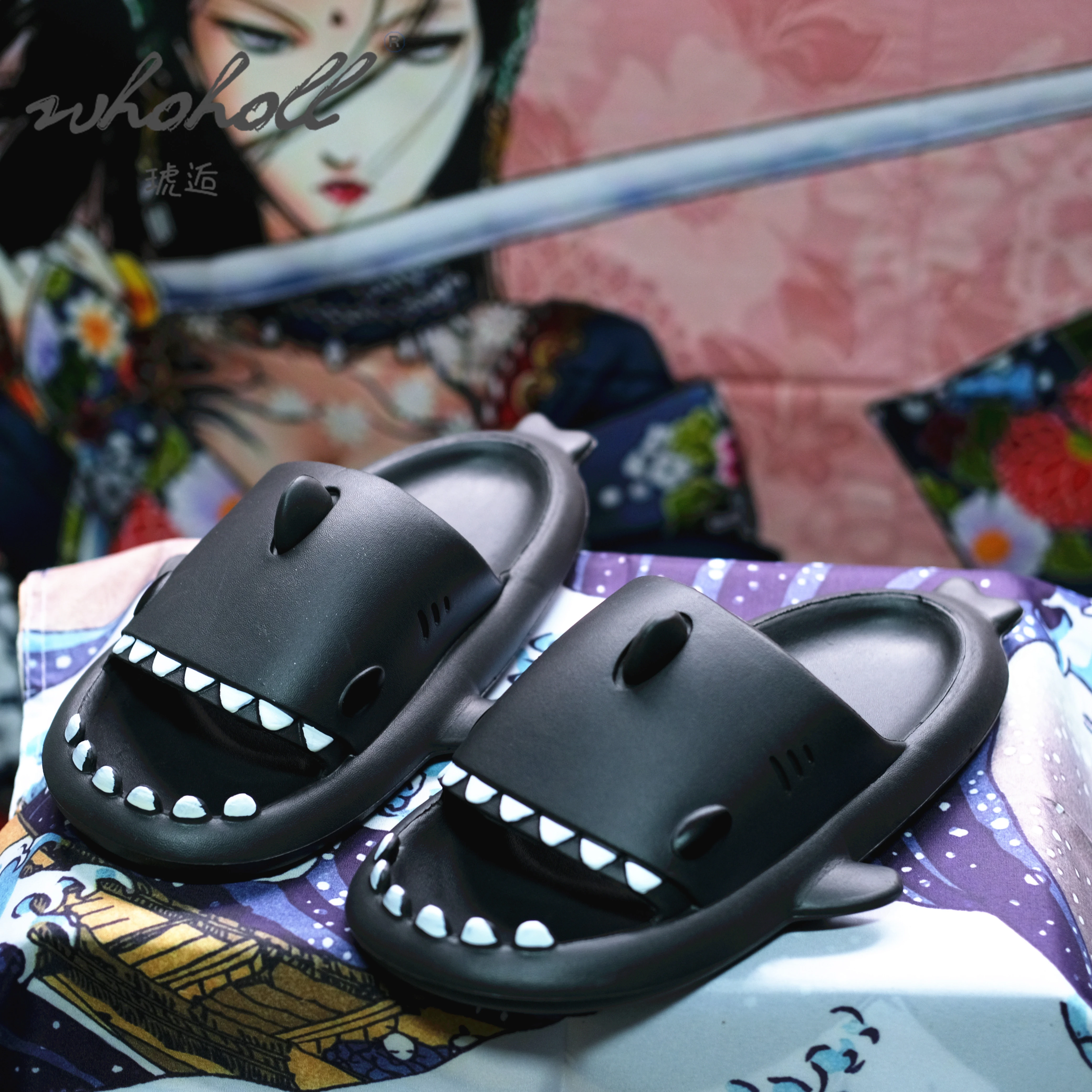 Parent Children Shark Slippers Women Men's Summer Home Indoor Antiskid Bathroom Women Thick Bottom Cartoon animal Beach Slipper